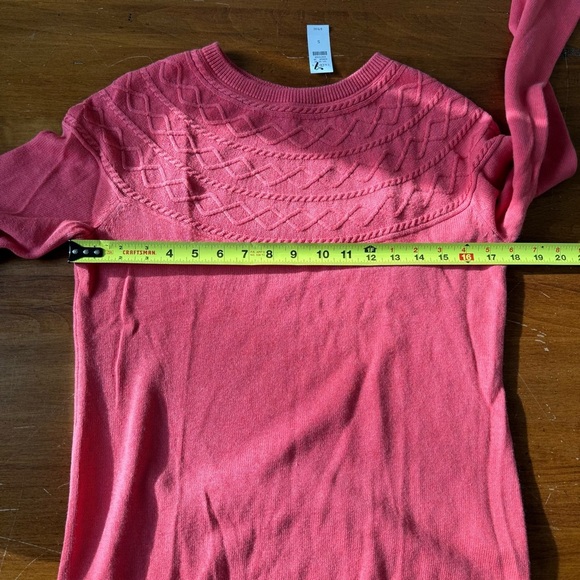 Talbots Womens CORAL Cable Knit Raglan Cashmere Blend Crewneck Sweater Small NEW - Picture 14 of 16